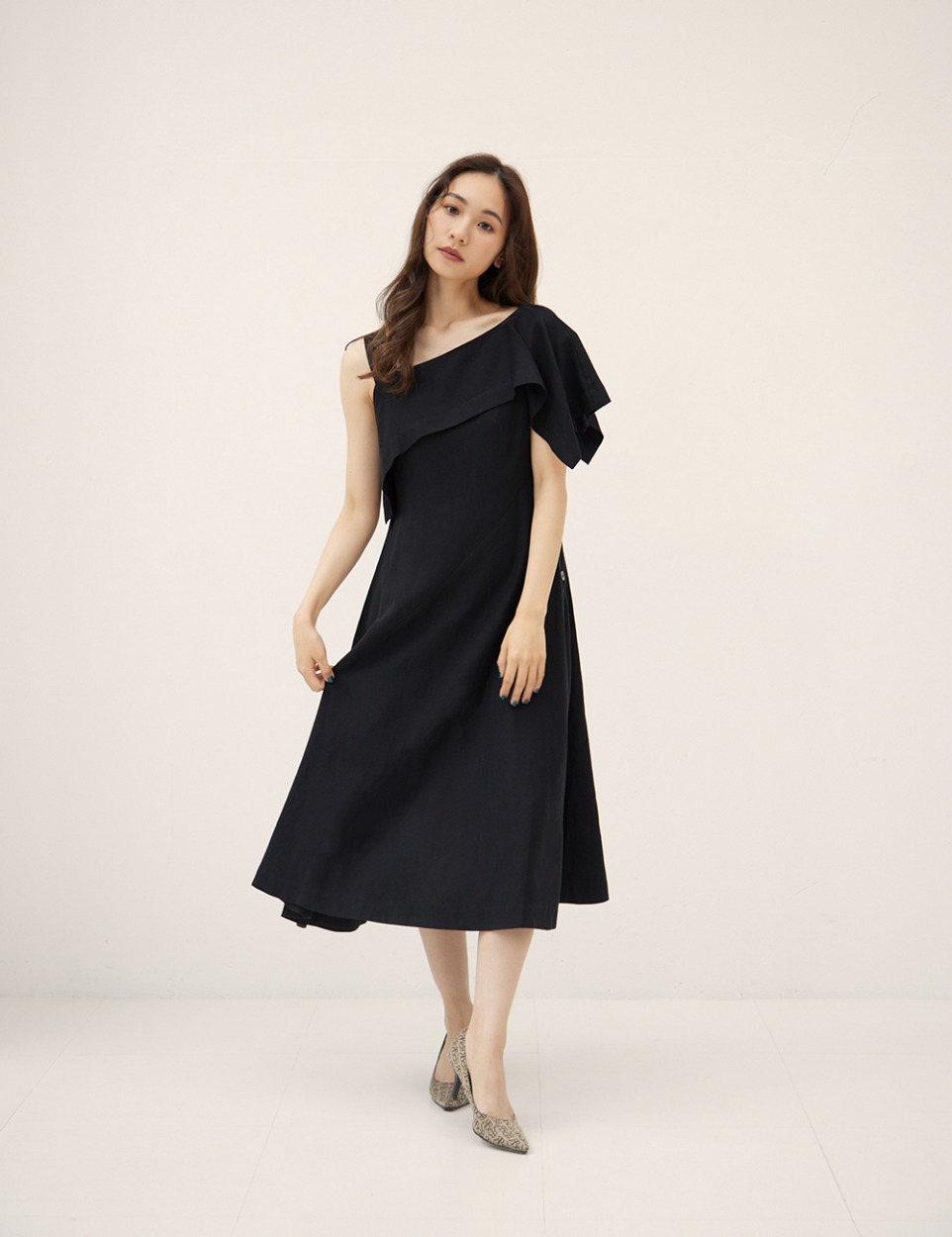 【PRE】Linen leaves dress